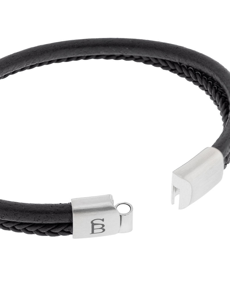 Steel & Barnett Denby Leather Bracelet Black