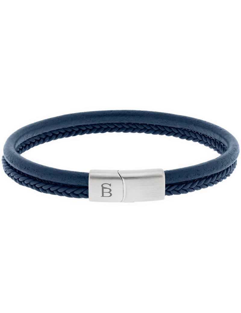 Steel & Barnett Denby Leather Bracelet Blue Jeans