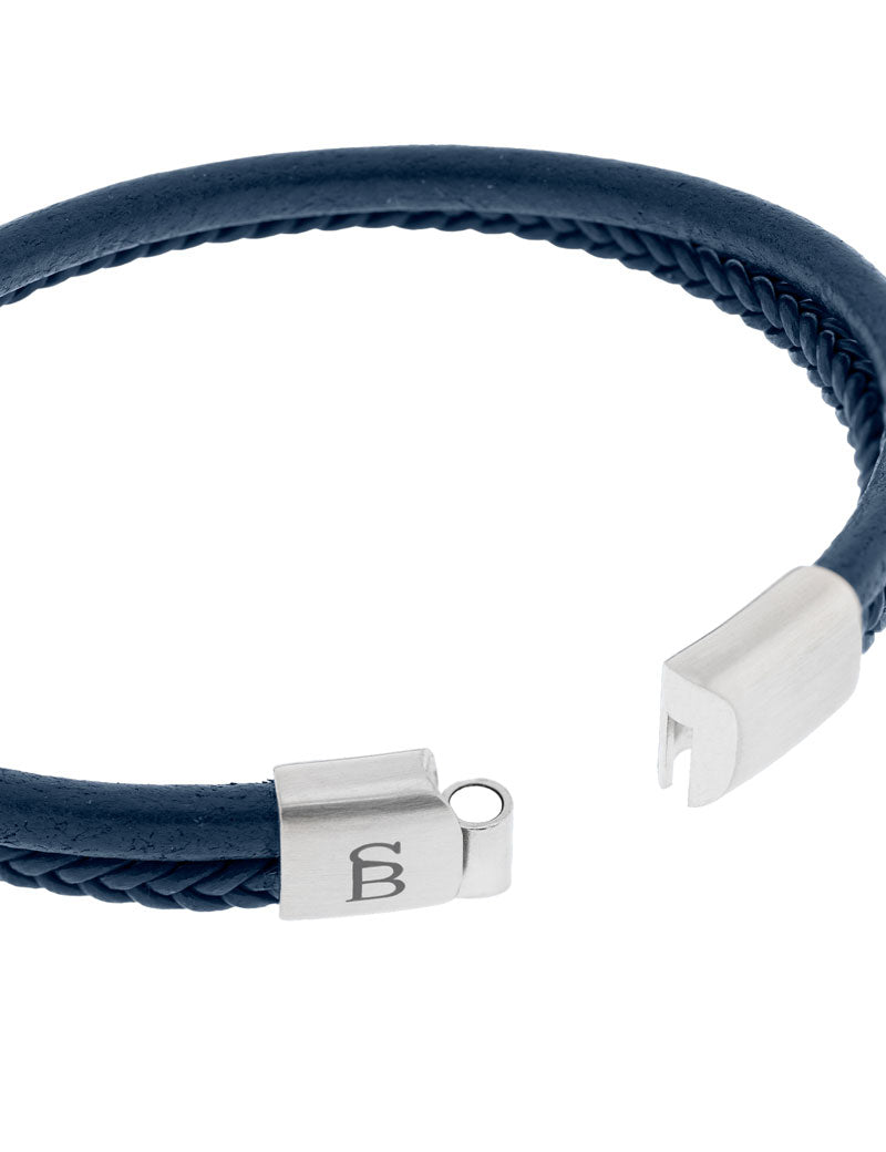 Steel & Barnett Denby Leather Bracelet Blue Jeans