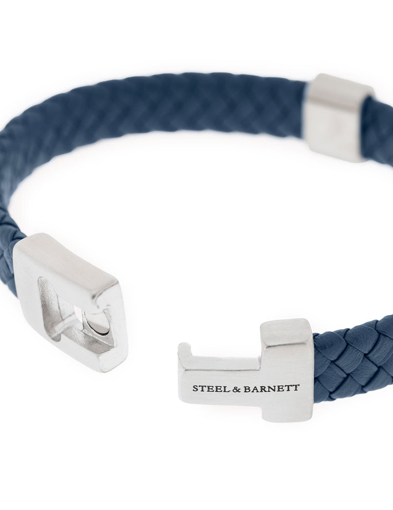 Steel & Barnett Harrison Leather Bracelet Jeans Blue