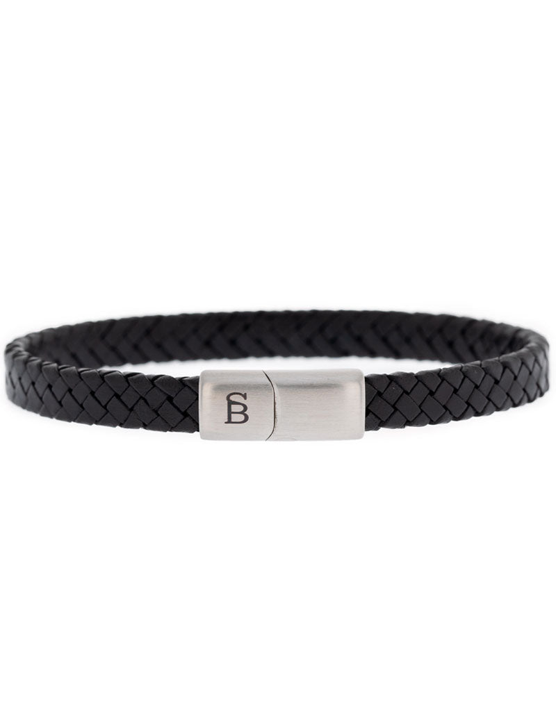 Steel & Barnett Riley Leather Bracelet Black