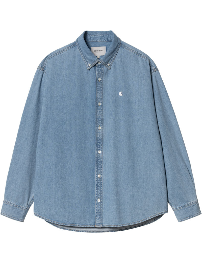 Carhartt WIP Lucas Long Sleeve Shirt Blue Bleached