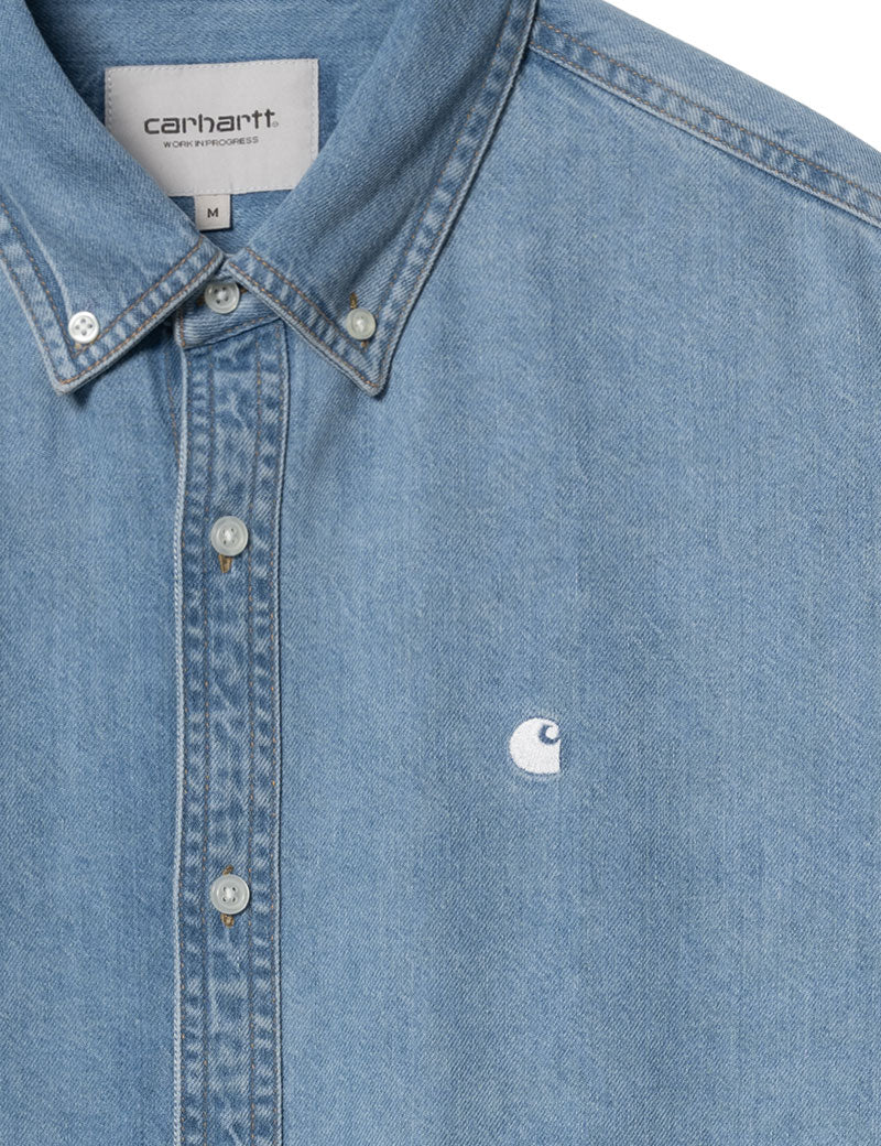Carhartt WIP Lucas Long Sleeve Shirt Blue Bleached