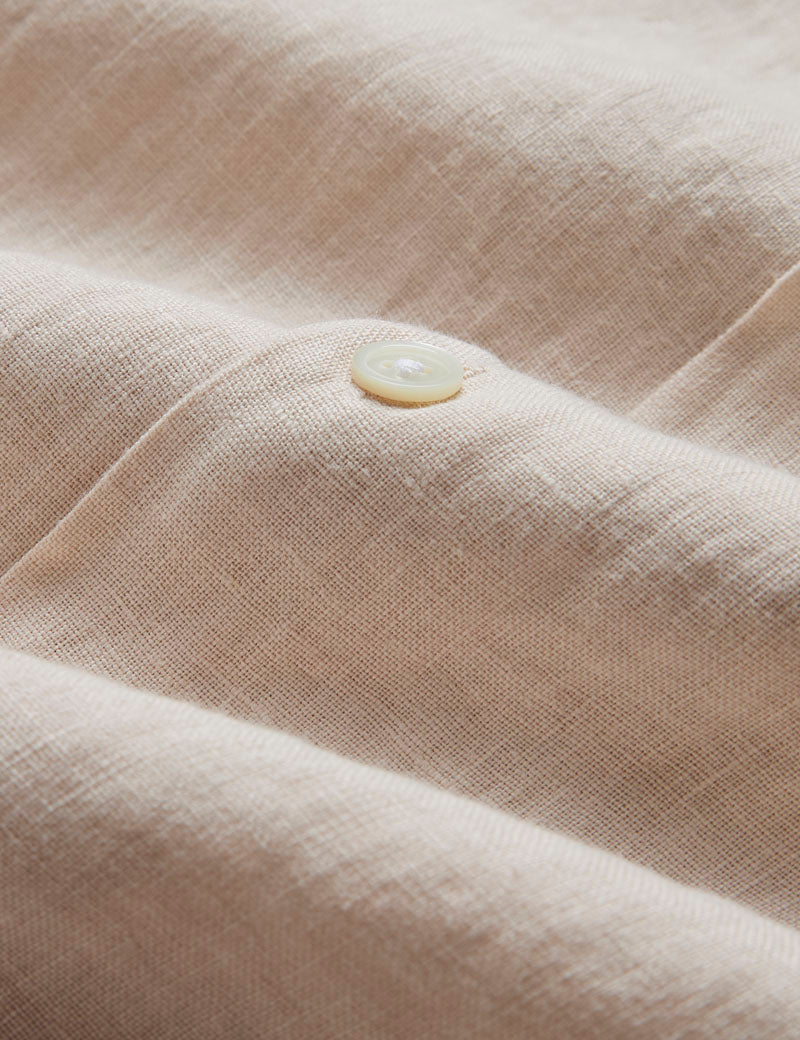 Portuguese Flannel Camp Collar Linen Short Sleeve Shirt Raw