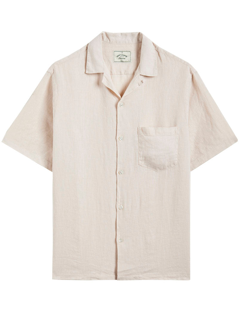 Portuguese Flannel Camp Collar Linen Short Sleeve Shirt Raw