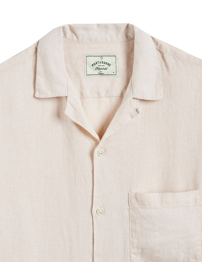 Portuguese Flannel Camp Collar Linen Short Sleeve Shirt Raw