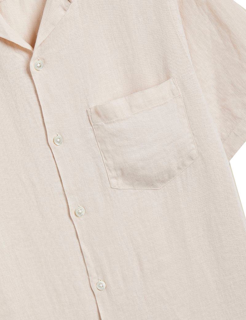 Portuguese Flannel Camp Collar Linen Short Sleeve Shirt Raw