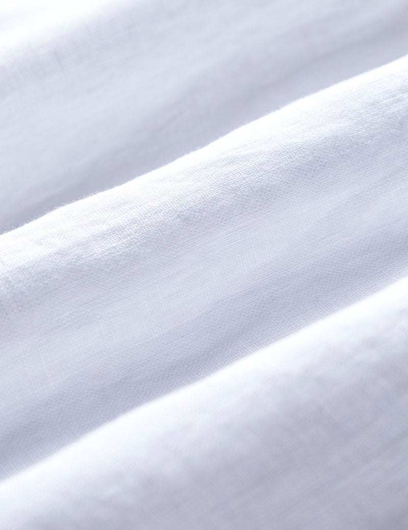 Portuguese Flannel Linen Camp Collar Short Sleeve Shirt White