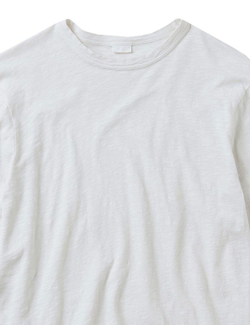 Toast Frank Cotton Long Sleeve Tee Chalk Collar Detail