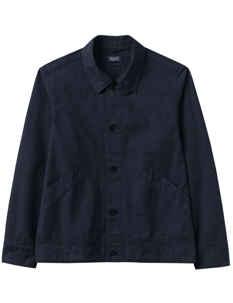 Toast Patch Pocket Organic Cotton Coach Jacket Navy