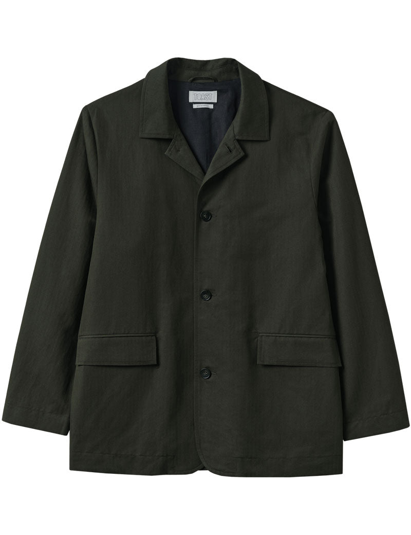 Toast Cotton Hemp Herringbone Jacket Forest Green