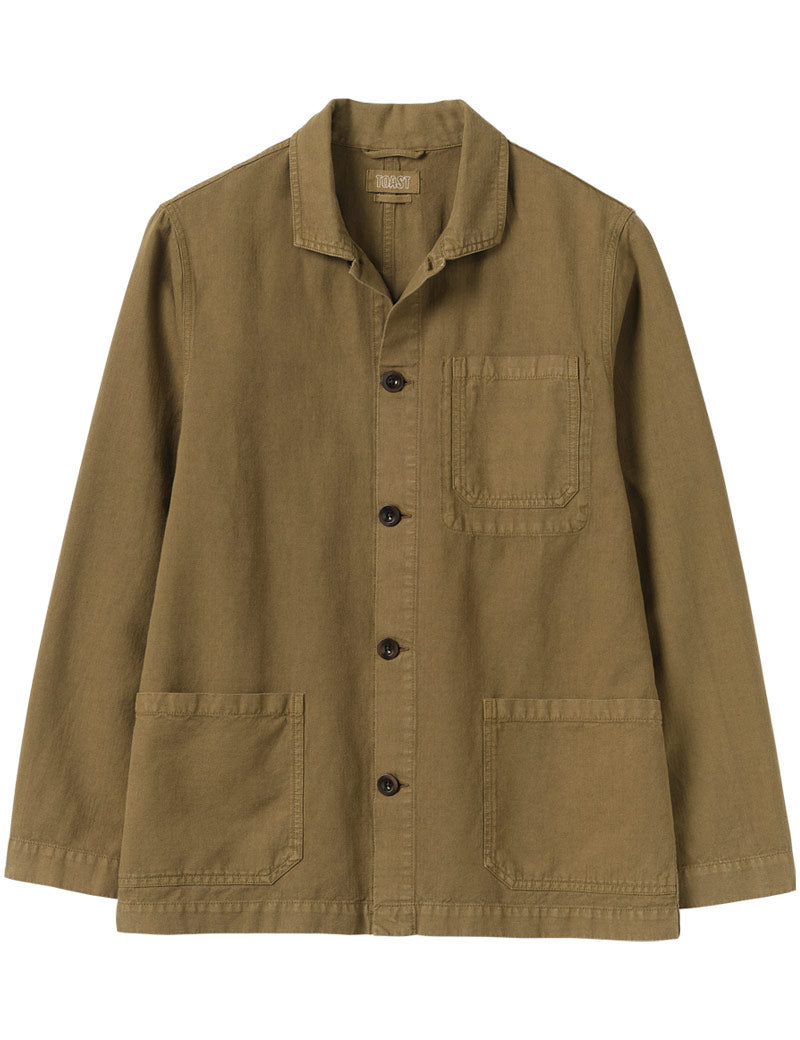 Toast Arlo Garment Dyed Herringbone Jacket Woodland Green Front