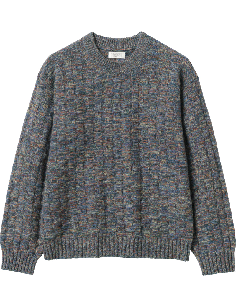 Toast Textured Marled Wool Sweater Blue Multi