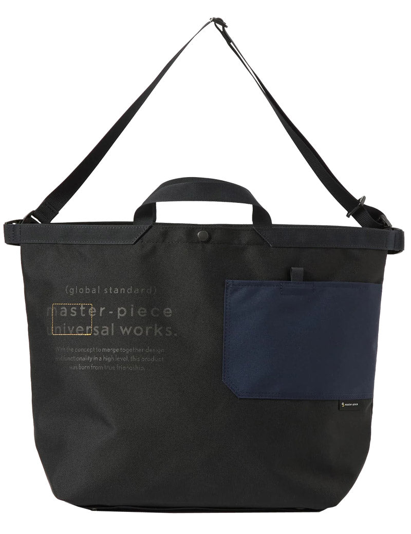 Universal Works X Master-Piece Large Tote Bag Black Recycled Tech Canvas