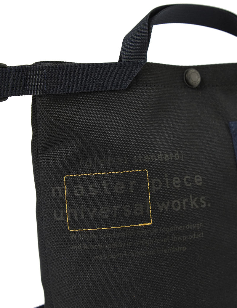 Universal Works X Master-Piece Small Tote Bag Black Recycled Tech Canvas