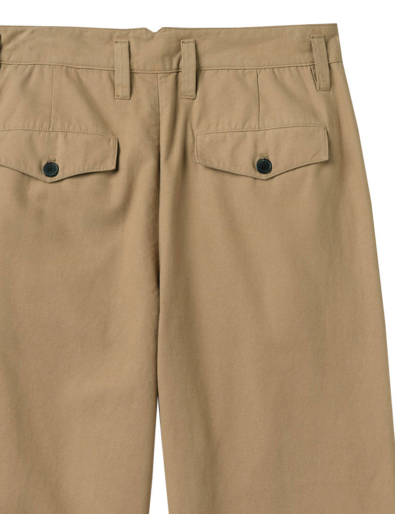 Toast Bill Cotton Wide Leg Trousers Ash Brown Back Pocket Detail