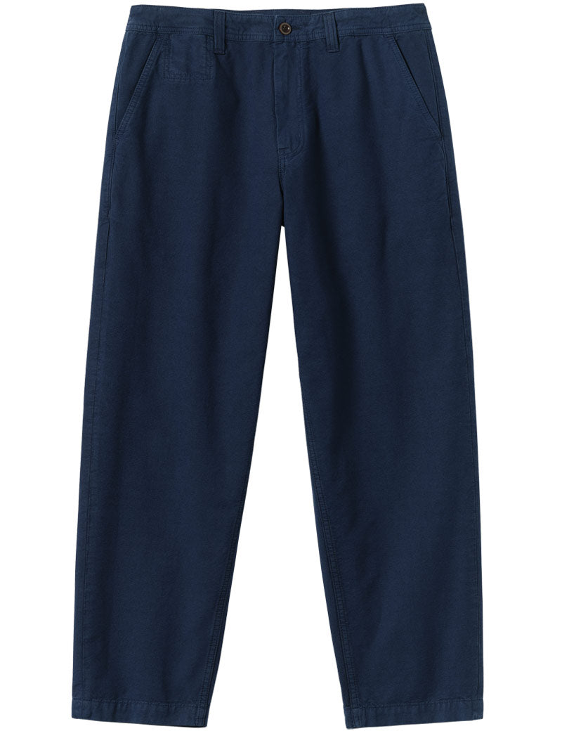 Toast Elliot Garment Dyed Cotton Canvas Trousers Uniform Blue Front