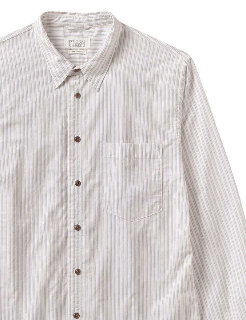 Toast Jacquard Stripe Shirt Shale Pocket Detail