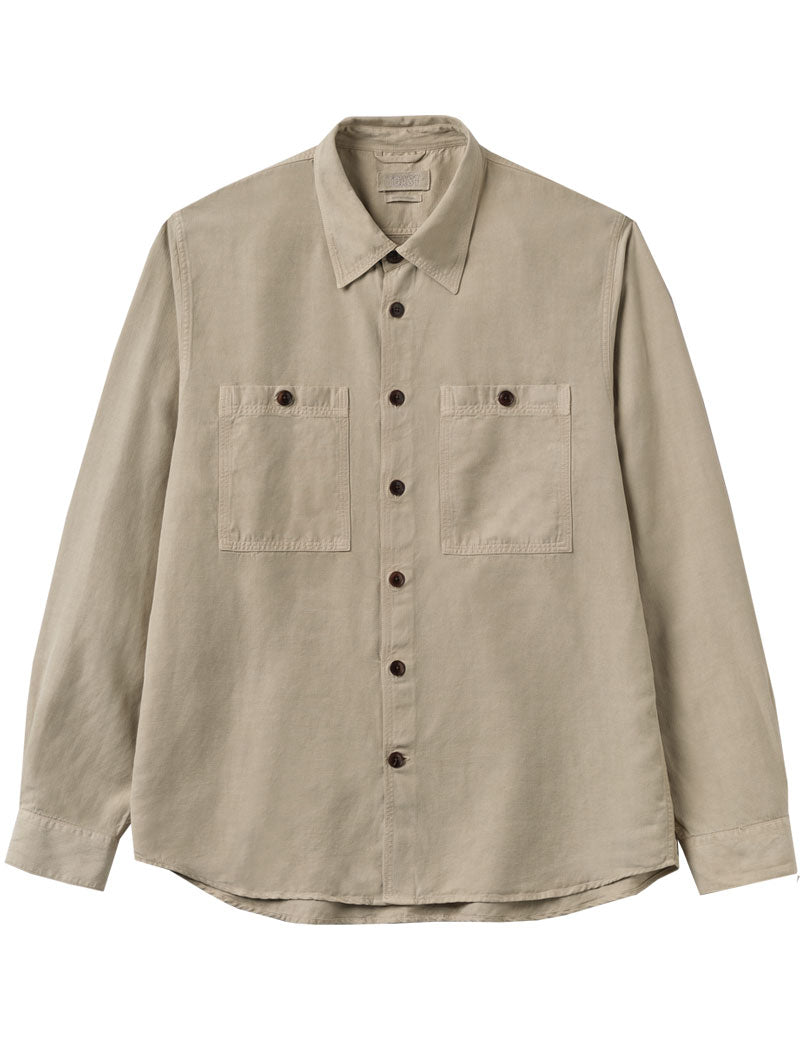 Toast Garment Dyed Patch Pocket Shirt Salt