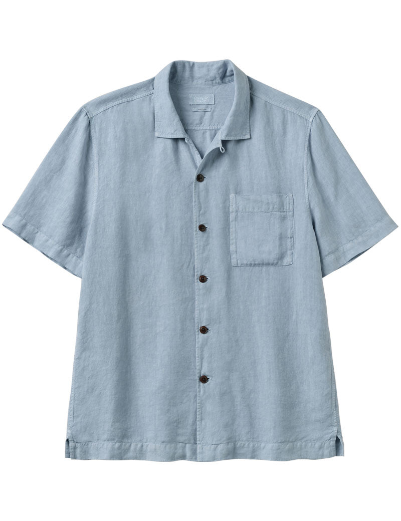 Toast Linen Short Sleeve Shirt Dove Blue