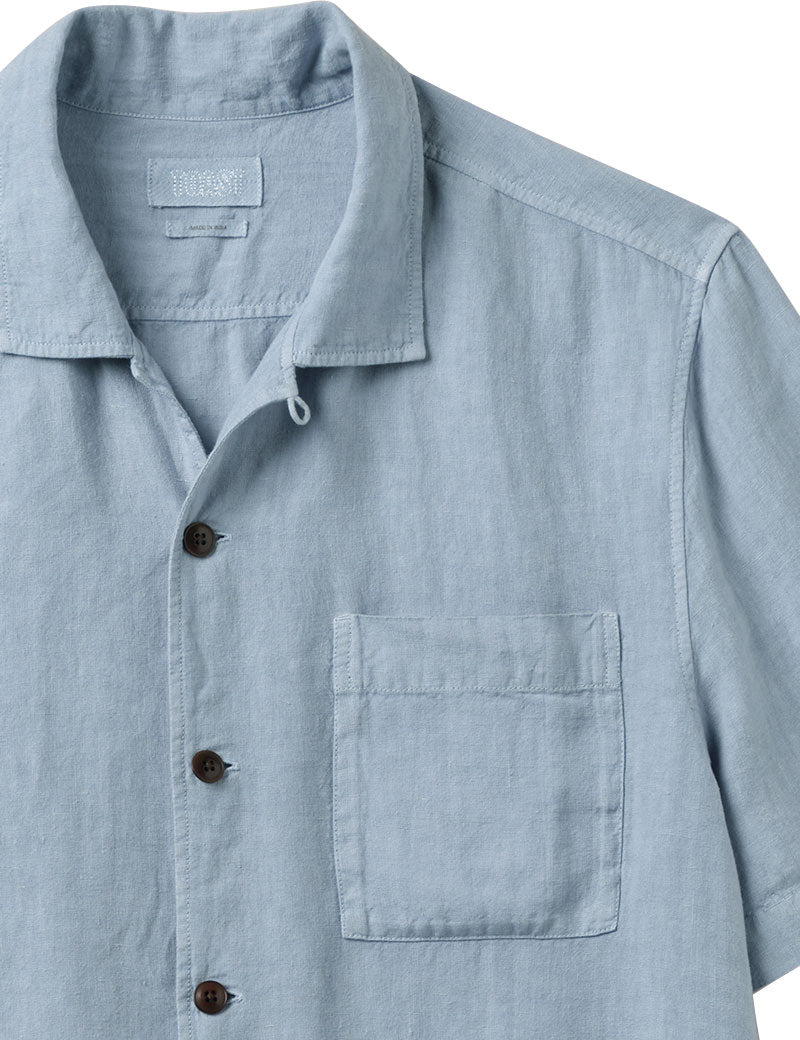 Toast Linen Short Sleeve Shirt Dove Blue