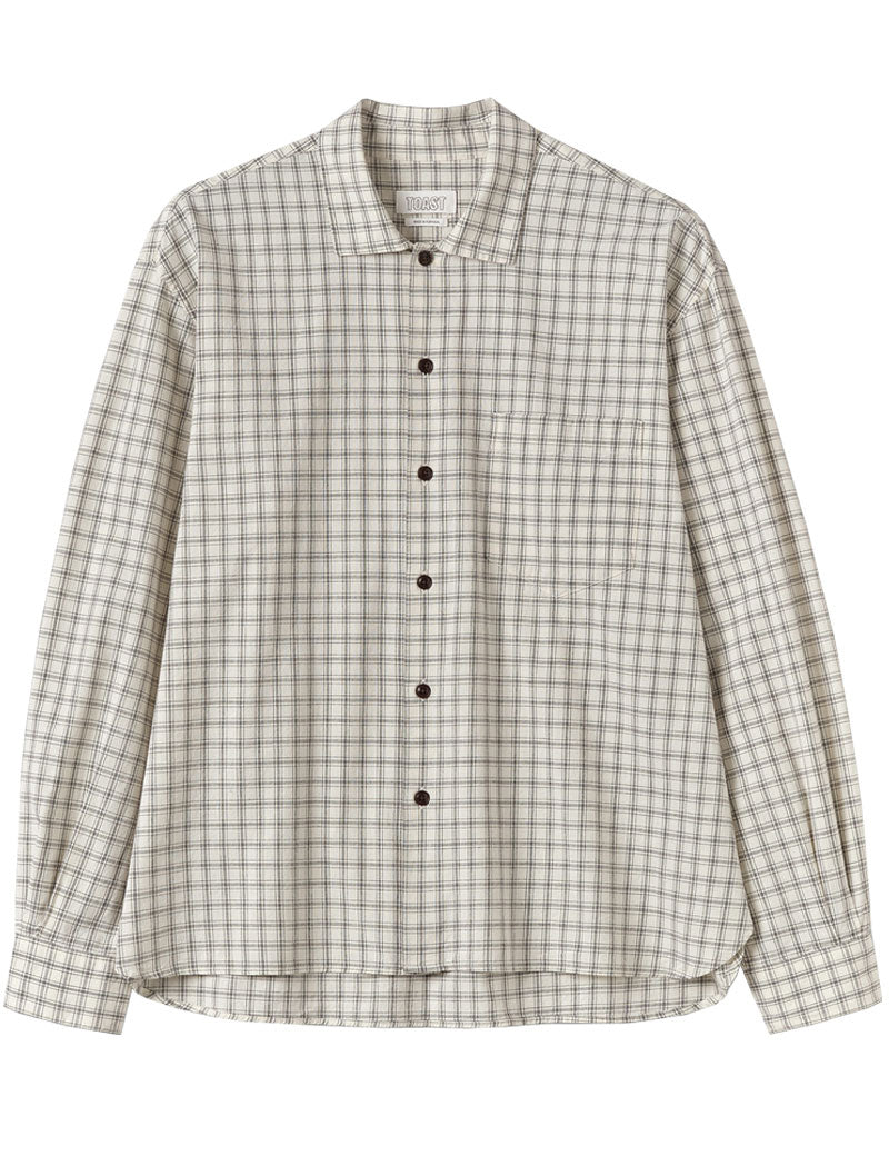 TOAST Cotton Window Pane Check Shirt Ecru Slate