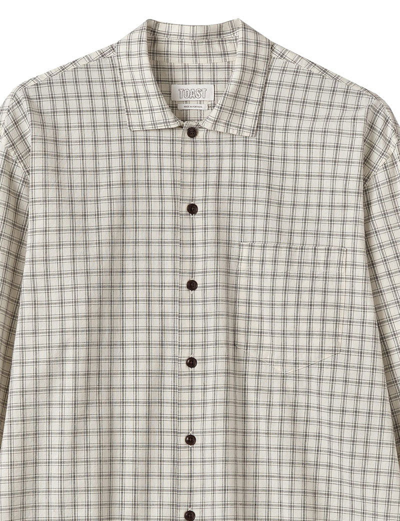TOAST Cotton Window Pane Check Shirt Ecru Slate