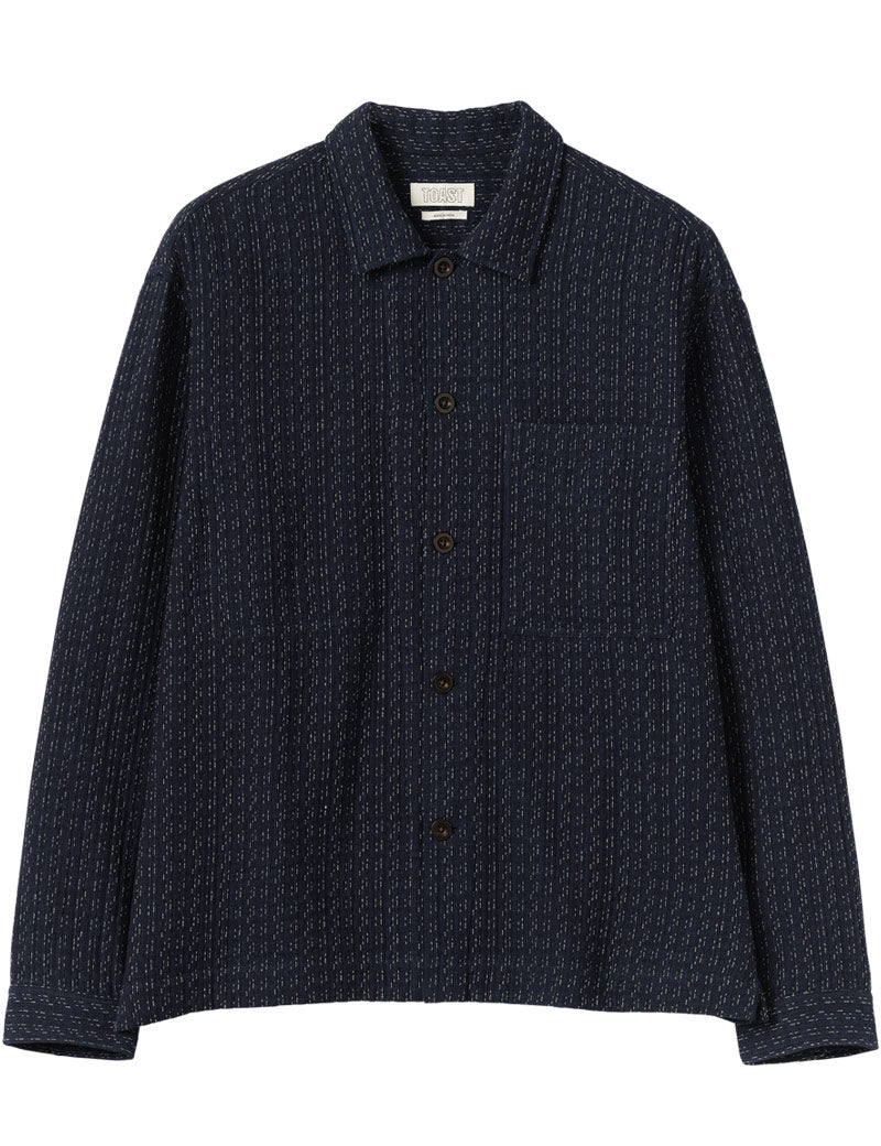 Toast Scatter Stitch Cotton Shirt Indigo Front