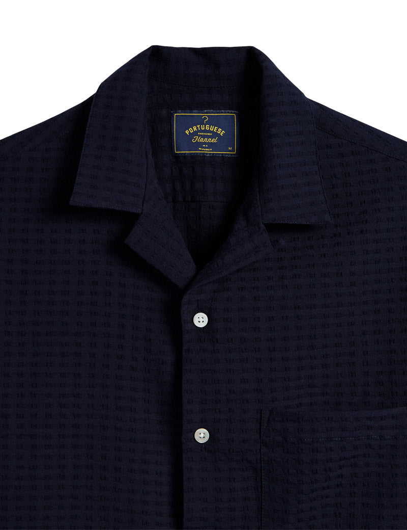Portuguese Flannel Mondego Short Sleeve Shirt Navy Collar