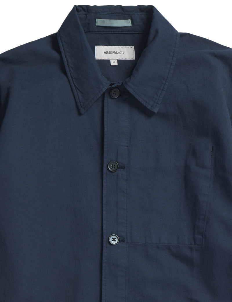 Norse Projects Julian Cotton Linen Overshirt Dark Navy