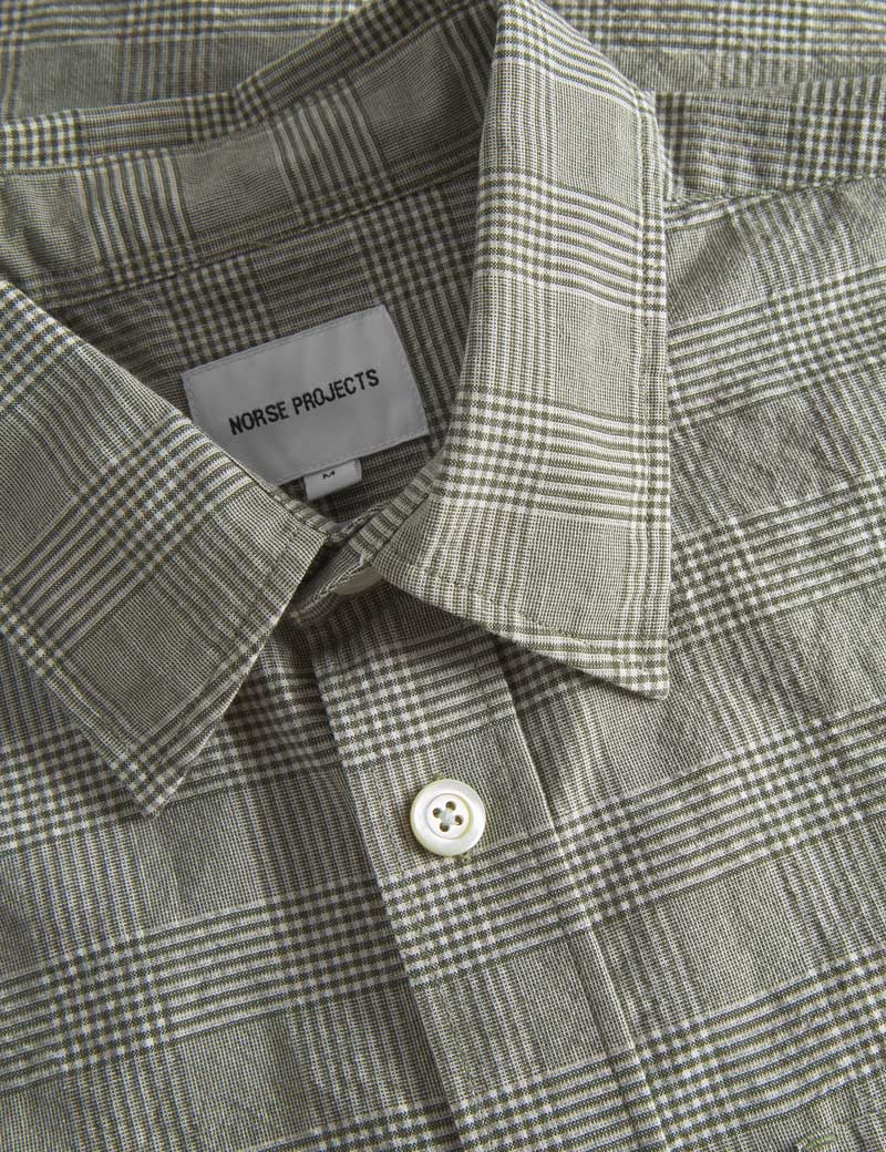Norse Projects Oversized Check Short Sleeved Shirt Moss Green