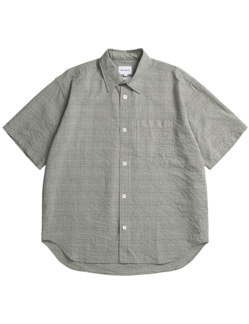 Norse Projects Oversized Check Short Sleeved Shirt Moss Green