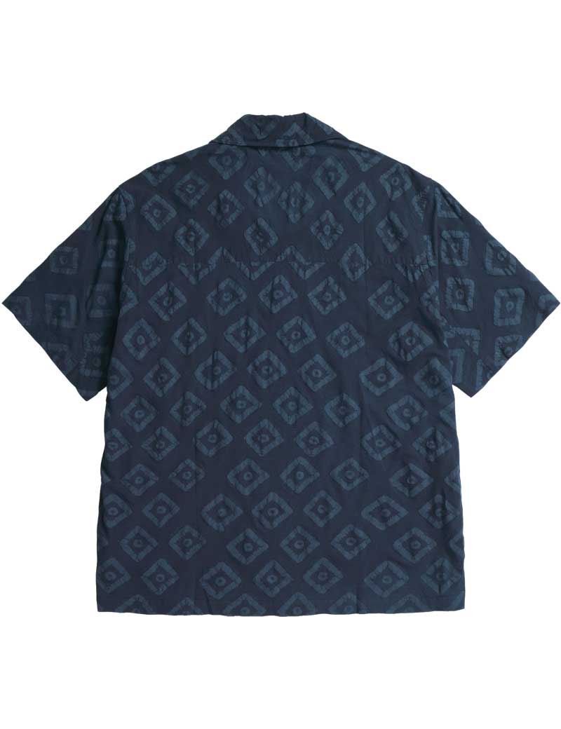 Norse Projects Mads Batik Short Sleeved Shirt Dark Navy