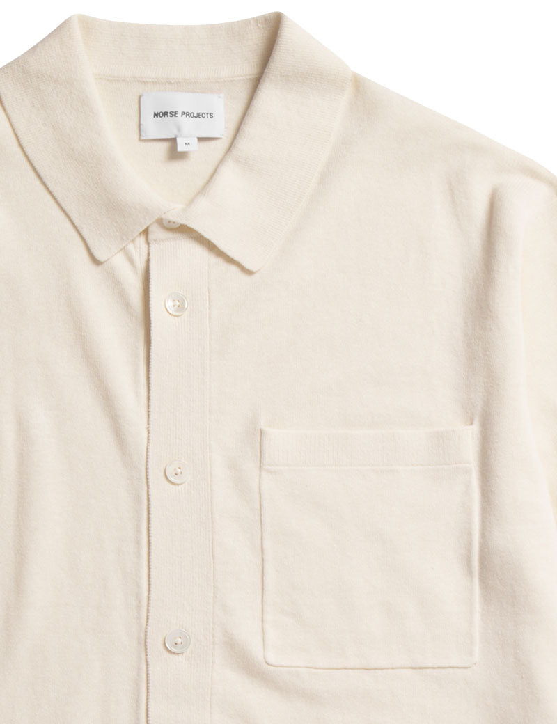 Norse Projects Rollo Cotton Linen Short Sleeved Shirt Kit White