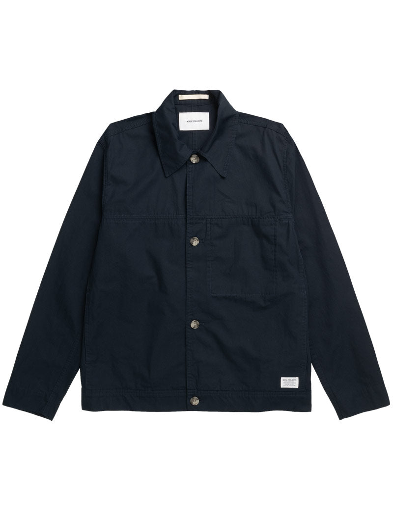 Norse Projects Arresskov Compact Cotton Overshirt Dark Navy