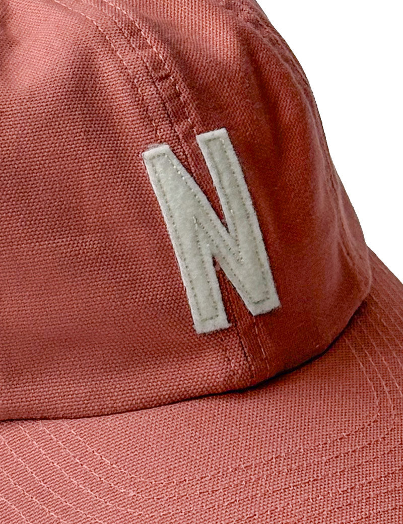 Norse Projects Light Canvas Felt N 8 Panel Cap Cowhide Felt N Detail