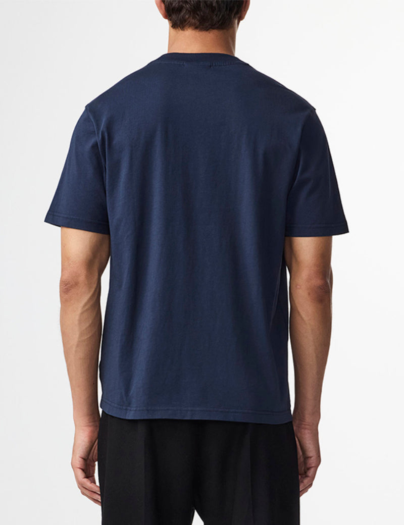 NN07 Adam Pima T-Shirt Navy Blue On Model Back