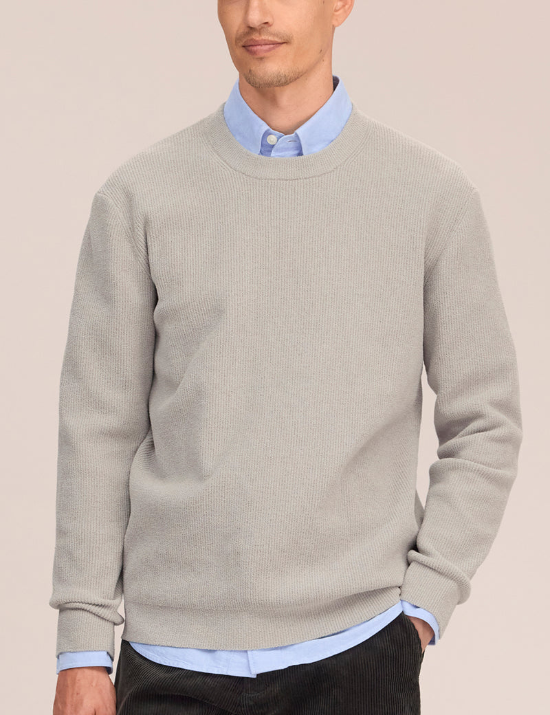 NN07 Danny Crew Neck Sweater Fog On Model