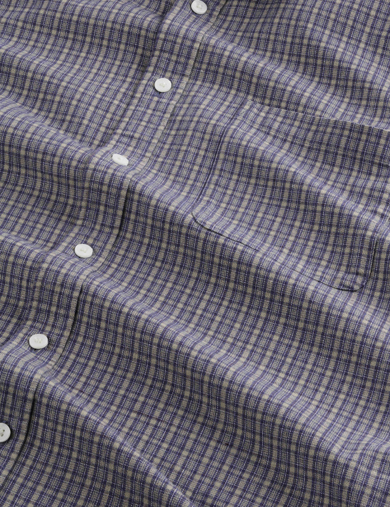 NN07 Deon Flannel Shirt Indigo Check Fabric