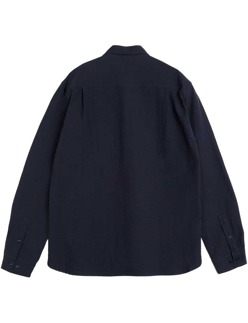 YMC Curtis Shirt Seersucker Navy Back View