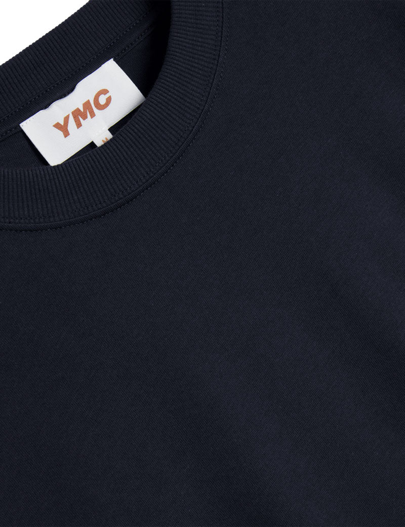 YMC Triple T-Shirt Navy Collar Detail