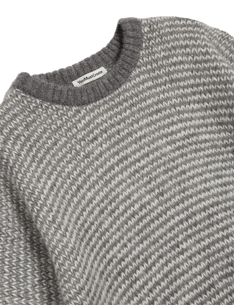 YMC Black Palm Jumper Grey White