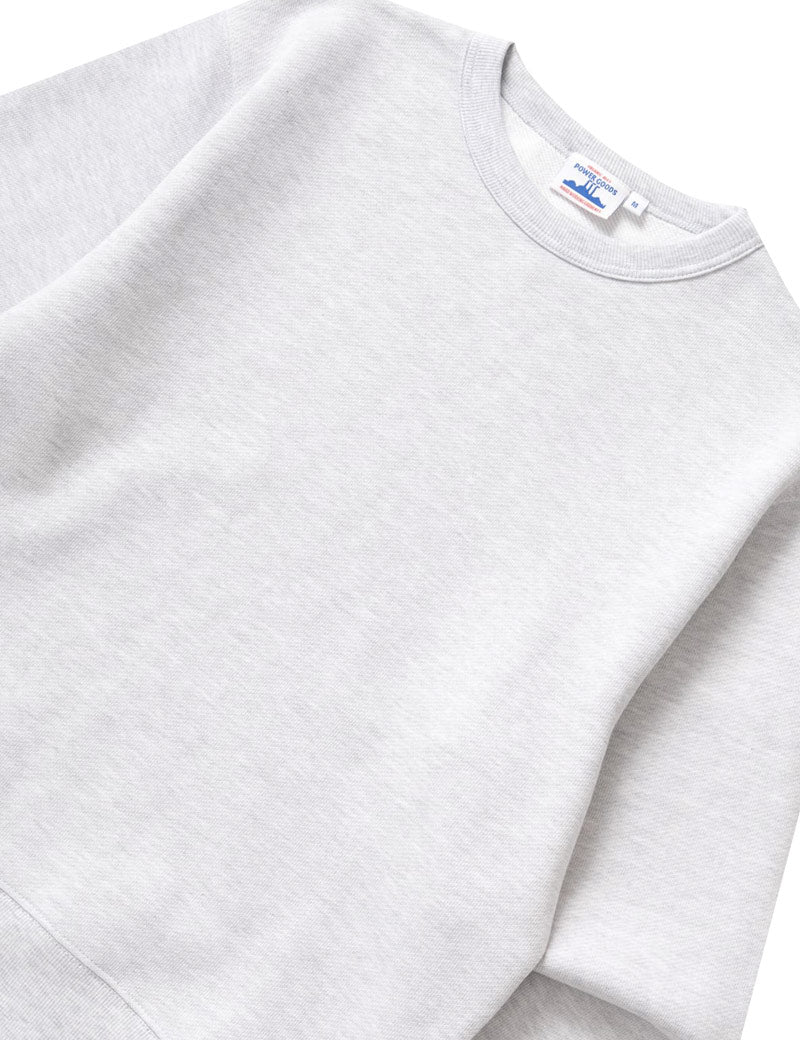 Power Goods Loopback Crewneck Sweatshirt Ash Front Angled View