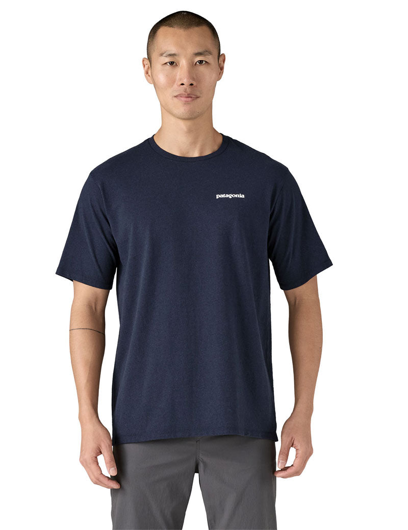 Patagonia Men's P-6 Logo Responsibili-Tee T-Shirt New Navy On Model
