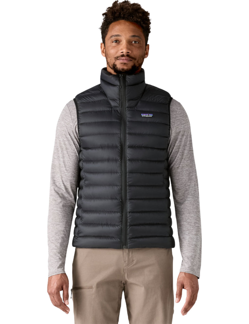 Patagonia Mens's Down Sweater Vest Black Front On Model