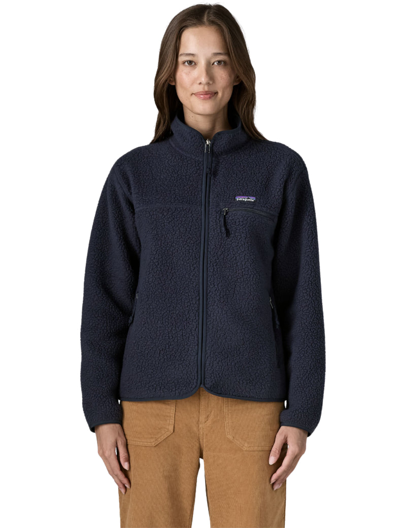 Patagonia Women's Retro Pile Jacket Sunken Blue Front On Model