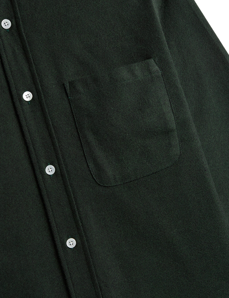 Portuguese Flannel Teca Shirt Forest Green Chest Pocket