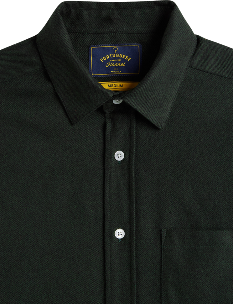 Portuguese Flannel Teca Shirt Forest Green Collar