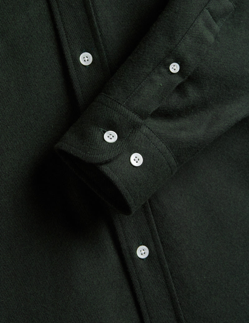 Portuguese Flannel Teca Shirt Forest Green Cuff