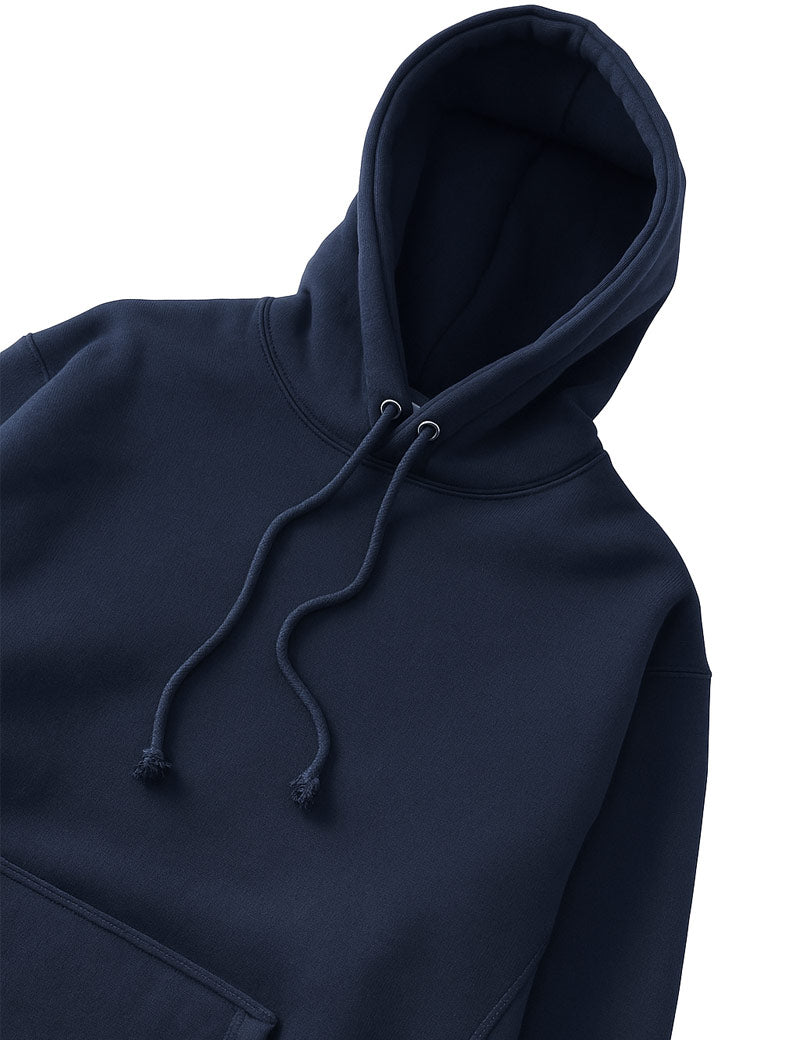 Power Goods Super Weight Hoodie Navy Blue Hood and Drawstring
